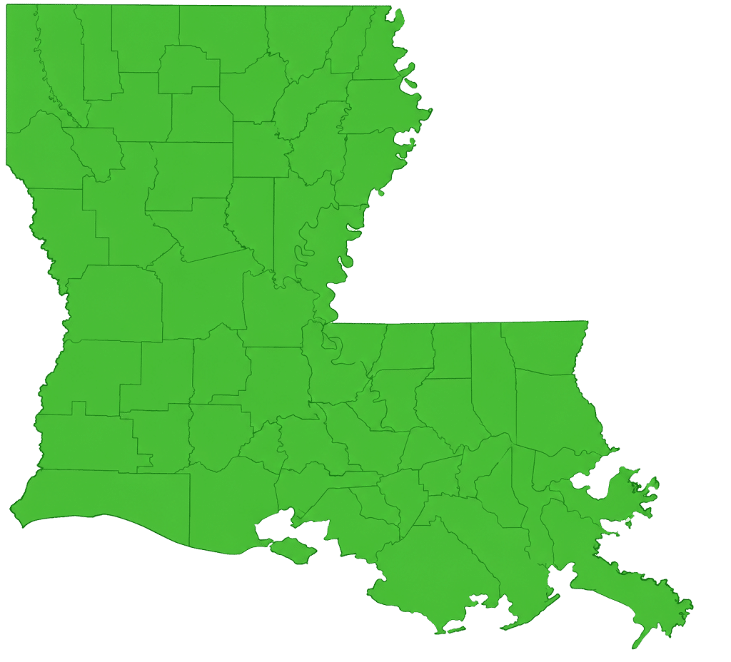 Lawn care service areas across Greater New Orleans