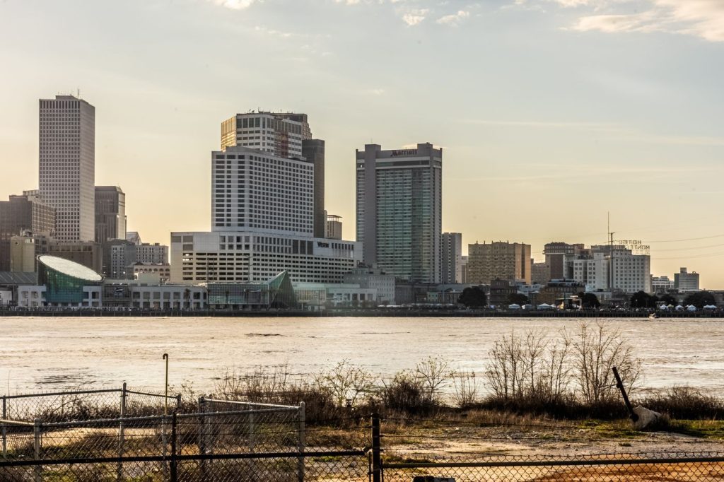 New Orleans skyline seen from across the Mississippi River